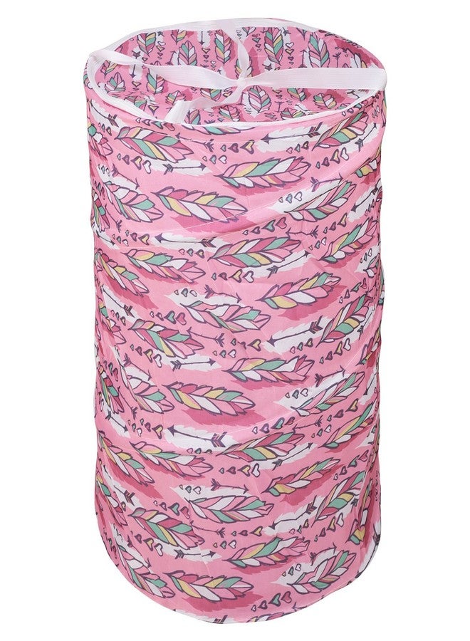 Shopper52 shopper 52.com shopper 52 Cotton Multipurpose Foldable and Collapsible Pop-Up Round Laundry Bag Basket with Zippered Lid (14x14x23-inches) - Image 3